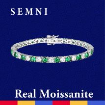 SEMNI 4mm 5mm Moissanit Diamant und Smaragd Rubin Tennis Armband für Frauen Männer S925 Sterling Silber Edlen Schmuck