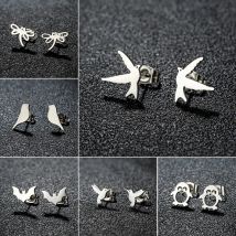 Kleine Kolibri Ohr stecker mehrere Stil Vögel Schmuck niedlichen Schwalbe Taube Papagei Fledermaus Ohrringe Tier Edelstahl Pen dientes