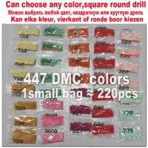 Großhandel DMC 447 Farben, quadratischer/runder Diamantverkauf, Diamantmalerei-Stickerei-Kristallperlen-Zubehör, kann kleines Paket wählen