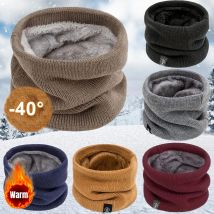 Winter Knitted Neck Warmer Thickened Plush Warm Scarf Windproof Cold Proof Men Women Outdoor Skiing Running Hiking Neck Cover