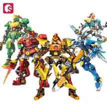 SEMBO Fünf Tiger Generäle Mech Assemblage Bausteine Coole Roboter Modell Ziegel Sammeln Ornamente Jungen Spielzeug Geburtstag Geschenke