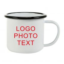 350ML Emaille-Kaffeebecher DIY LOGO Foto Text Reise-Teebecher Personalisierter Milch- und Saftbecher Individuelles Geschenk Blau Schwarz Silberfarbener Rand