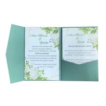 50 set di biglietti d'invito per matrimonio tascabili trifold verde scuro con stampa personalizzata per fidanzamento, inviti per battesimo di compleanno XV IC160