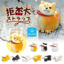 Japanische Qualia Shiba Inu, die sich weigert, Gachapon Spielzeug Tier bewegliche Anhänger Ornament Puppe Gashapon Figuren für Kinder Geschenke zu gehen