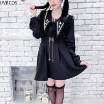 Y2K Punk-Lolita-Bluse, viktorianisch, Gothic – langärmliges Oberteil mit Matrosenkragen, bestickten Rüschen und Spitze im japanischen süßen Stil