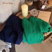 Baby Junge Mädchen Gestrickte Pullover Twisted Streifen Kleinkind Kind Einfarbig Pullover Pullover Frühling Herbst Baby Kleidung 2-10Y