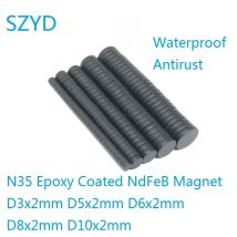 10/50/100 TEILE/LOS Wasserdichte N35 Disc Schwarz Epoxy Beschichtet Neodym Magnete 3*2 5*2 6*2 Starke Permanent NdFeB Magnet 4x2 8x2 10x2