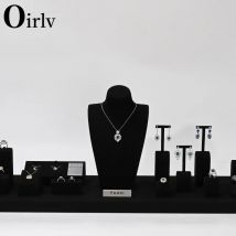 Oirlv Black Jewelry Display Set Shop Cabinet Display puntelli per collana busto porta orologi anello orecchini Bangle decorazione Rack