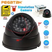 Gefälschte Kamera mit Aufklebern, Kuppel-Dummy, Heimsicherheits-Überwachungskameras, Innen-/Außensimulation, Einbruchalarm mit roter LED-Kamera