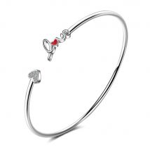 Luxury 925 Sterling Silver Love Letter Heart Adjustable Open Bracelet Bangle for Women Wedding on Hand Love Designer