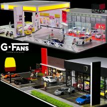 GFans NEUES Modell im Maßstab 1:64, Diorama-Auto-Garagenmodell mit LED-Leuchten, Parkplätze, Stadt, DIY-Modellsets, Sammlung, Ausstellungsgeschenke