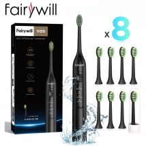 Fairywill elektrische Schallzahnbürste FW-Y05, USB-Aufladung, wiederaufladbar, für Erwachsene, wasserdicht, elektronische Zahnbürsten, Ersatzköpfe