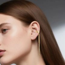 Edelstahl-Quasten-Ohrknochen-Clip für Damen, goldfarben, gefälschtes Piercing, C-förmiger Knorpel-Ohrclip, Ohrmanschette, Schmuck, Geschenk