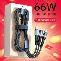 3-in-1-Kabel, Telefon ladekabel A/C zu Telefon Typ C Micro Nylon geflochtener Synchron isations adapter für Telefon, 3D-Legierung Tpe-Anschluss