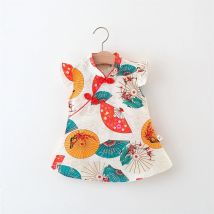 Sommer Baby Cheong sam chinesischen Stil Urlaubs kleid für Mädchen Stehkragen ärmellose Sommer Kinder kleidung