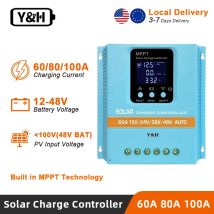 Y&H MPPT 60A 80A 100A Regolatore di carica solare 12V 24V 36V 48V Display LCD Pannello solare Batteria Regolatore intelligente