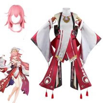 Spiel Impact Cosplay Yae Miko Cosplay Kostüme Yae Miko Cosplay Perücke Uniform Anime Chinesischen Stil Halloween Kostüme für Frauen