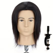 Testa di manichino per capelli umani al 100% Testa di manichino da allenamento per parrucchiere da 8 pollici con supporto per morsetto (Natural Bl