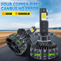 Fari LED Carshark H1 H4 H7 Canbus 300W 100000 Lm 4 tubi in rame H8 H9 H11 9005 9006 9012 Lampadine per auto HB3 HB4 Hir2 Luce automatica
