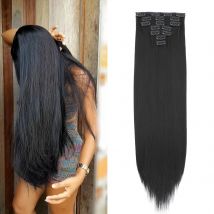 Clip-in-Haarverlängerungen für glattes Haar, 61 cm, Haarteile, 7 Teile/Satz, synthetischer Ganzkopf für Frauen, Haarspangen, Haar-Accessoires