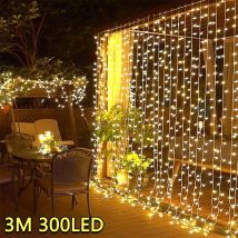 Luci a corda per tende a LED 3M Decorazione fata Lampada ghirlanda natalizia USB 8 modalità per la casa Giardino Festa di Natale Matrimonio di Capodanno