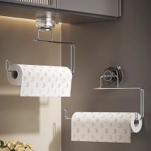 Kitchen Storage Rack Suction Cup Wall Mounted Non Perforated Stainless Steel Tissue Holder Bathroom Storage Home Storage