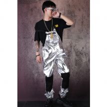 Mode GOGO Dance DJ Kostüm Jazz Erwachsene Männliche Hip Hop Dance Kostüm Silber Insgesamt Männer Hip Hop Hose Nachtclub Amerikanische Kleidung