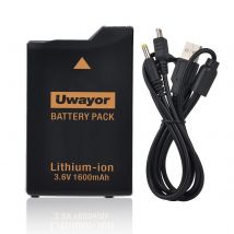 UWayor PSP 3000/2000 Akku 1600 mAh mit PSP-Ladekabel für PSP3000/PSP2000, PSP-3001, PSP-3000, PSP-3002, PSP-S110 Konsole