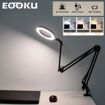 Lampada da tavolo da lettura EOOKU 12W con luci a LED da 80 pezzi lente d'ingrandimento in vetro 5X protezione per gli occhi luce da scrivania per strumento fai da te/ufficio/lavoro