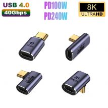 Adaptador USB4.0 de 240W, 40Gbps, tipo C, 90 grados, 5A, USB C a tipo C, convertidor de carga rápida, adaptador de datos USB C para Macbook 8K60HZ