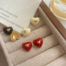 Niedliche Emaille-Herz-kleine Ohrstecker für Frauen und Mädchen, süße Pfirsichform, Tropfenöl, vergoldet, Ohrstecker, Party-Liebhaber, Schmuck, Geschenke