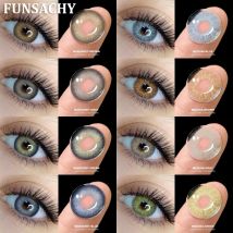 FUNSACHY 1 Paar farbige Kontaktlinsen für Augen, graue Schönheit, Schüler, braune Augen-Make-up-Kosmetik, grüne Kontaktlinsen, modische Farblinse