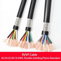 Cavo schermato RVVP 26/24/22/20/18/17AWG 2/3/4/5/6/7/8 nuclei Segnale di controllo schermato Filo di rame Cavo audio in PVC isolato nero
