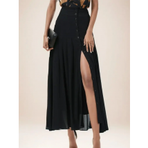 Sommer Chiffon Plissee Rock Hohe Taille Schlank A-linie Rock Frauen Hohe Qualität Elegante Über-die-knie Schlitz Damen lange Rock Party