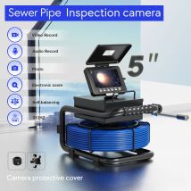 5" Pipe Inspection Camera Audio Recording with Self-Leveling 512HZ Transmitter DVR Drain Sewer Inspection Video Endoscope Camera