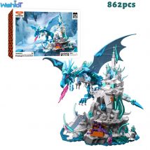 862PCS Frostspire Dominion Bausteine Magic Castle Flying Frost Dragon Ice Dragon Modell Kind Montage Spielzeug Ideales Weihnachtsgeschenk