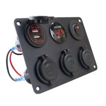 12V Multi Panel Zigaretten anzünder Steckdose Steckdose 2.1a Dual USB Ladegerät LED Voltmeter Kippschalter für Auto Marine RV
