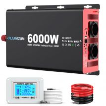3000W Potenza continua Modifica inverter a onda sinusoidale Potenza di picco 6000W DC 12V 24V a AC 230V Presa UE LCD Convertitore voltmetro per auto