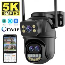 9MP 5K HD WiFi Kamera IP Zewnętrzna 8x Zoom Trzy obiektywy Podwójny ekran Kamera PTZ Automatyczne śledzenie Bezpieczeństwo w domu Nadzór CCTV Kamera 4MP