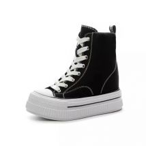 CHABELLA Height Increase 13cm Women's High Top Canvas Shoes Design with Buckle and Zipper Simple Women's Shoes 2025 Casual Shoes
