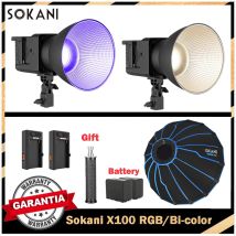 Kit Luce Video LED Bicolore RGB Sokani X100 100W con Controllo APP e Attacco Bowens per Fotografia, Registrazione Video e Riprese all'Aperto
