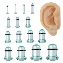 2 teile/los Glas Ohr Stecker Kegel Stercher Kit 1,6-16mm Ohr Messgeräte mit Gummi Ringe Ohr Flare fleisch Expander Piercings Körper Schmuck