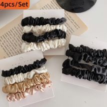 4 teile/satz Satin Seide Haar gummis elastische Haar bänder einfarbige Haar gummis Mädchen Haarschmuck Pferdes chwanz Halter Gummiband neu