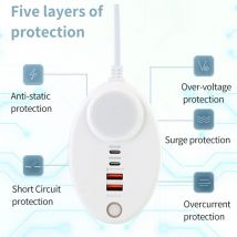 Kreatives Plug-in-Ladegerät, 2 USB-Anschluss + 2 Typ C, 50 W, intelligenter Schnelllade-Ladegerät-Adapter mit mehreren Anschlüssen und Touch-LED/Fülllicht