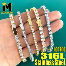 3/4/5/6mm 316L Edelstahl Armband Tennis Kette Diamant Zirkon Iced Out Für männer Frauen Mode Hip Hop Schmuck Kostenloser Versand