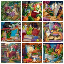 Randal Spangler Cartoon Dragon Animal Bedroom Story Time Diamond Painting Art Mosaic Cross Stitch Kits Set Gift Home Decor