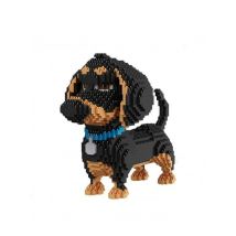 KNEW BUILT Dachshund Dog Model Micro Mini Building Blocks Set Educational Recreation Toys Pet Lover Gift Decoration Bricks