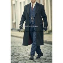 4-teilig (Mantel + Jacke + Weste + Hose) gestreifter Herringbone-Woll-Tweed-Winter-Herrenanzug für Hochzeit, männlicher formeller Bräutigam-Smoking, modisch