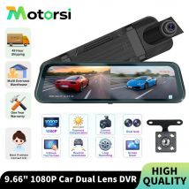 Motorsi 9,66 Zoll Dual-Objektiv Auto-Dashcam mit Nachtsicht, Rückfahrhilfe, Loop-Aufnahme, 480P Rückkamera und TF-Karte
