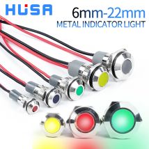 6mm 8mm 10mm 12mm 14mm Metall LED Warnanzeige Licht Signallampe Pilot Draht 3-6 12-24 220V Wasserdicht IP65 Rot Grün Blau